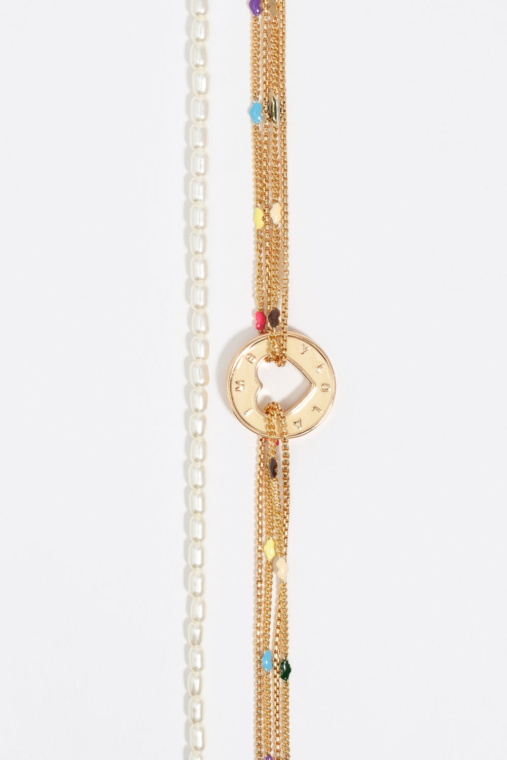 Gold logo multi-chain necklace