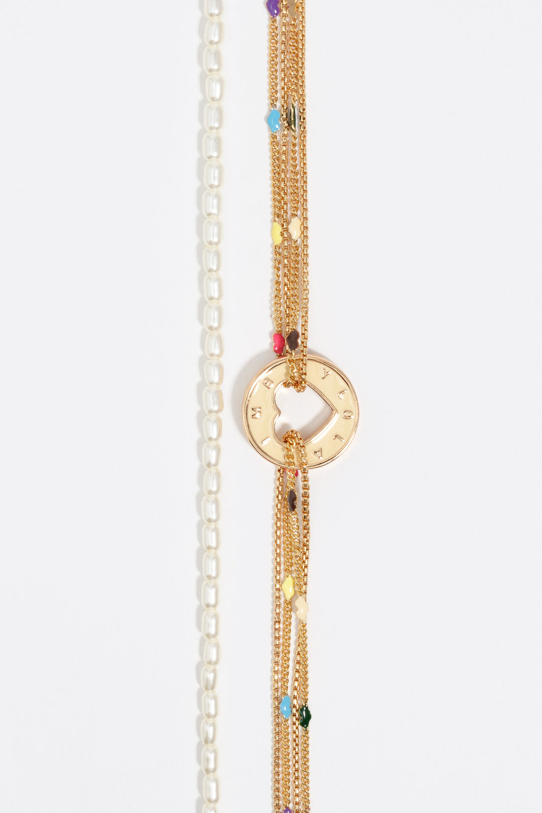 Gold logo multi-chain necklace