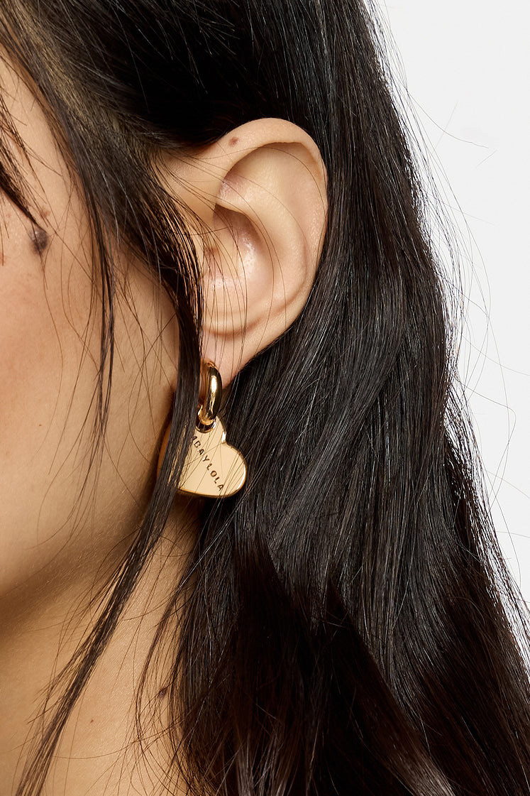 Ivory and gold-tone hearts hoop earrings