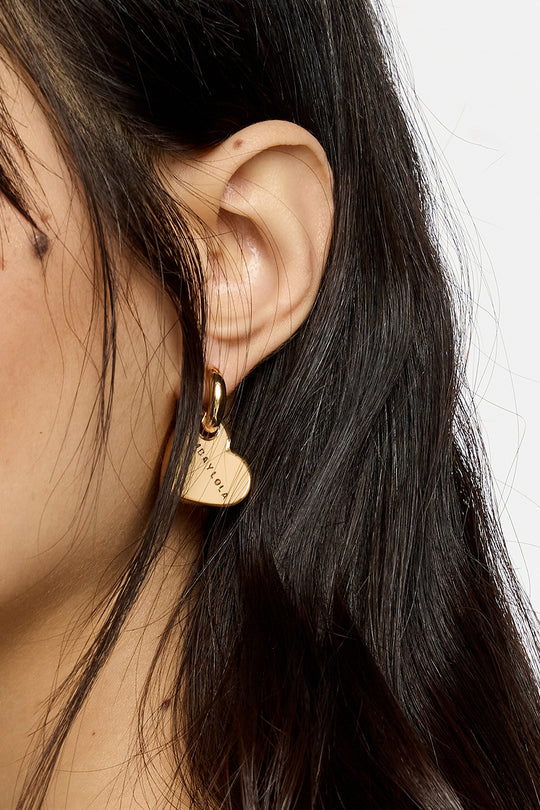 Ivory and gold-tone hearts hoop earrings