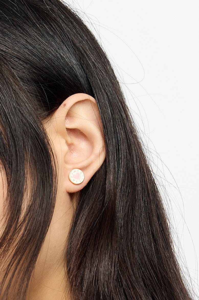 Coral heart logo earrings