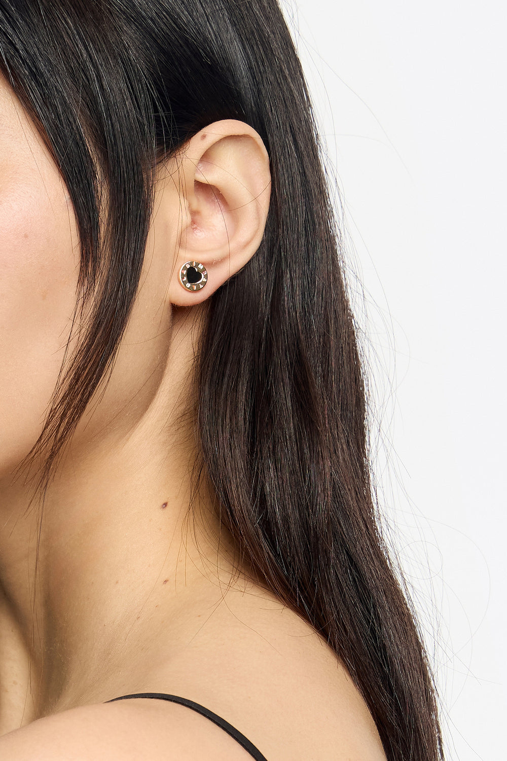 Black heart logo earrings