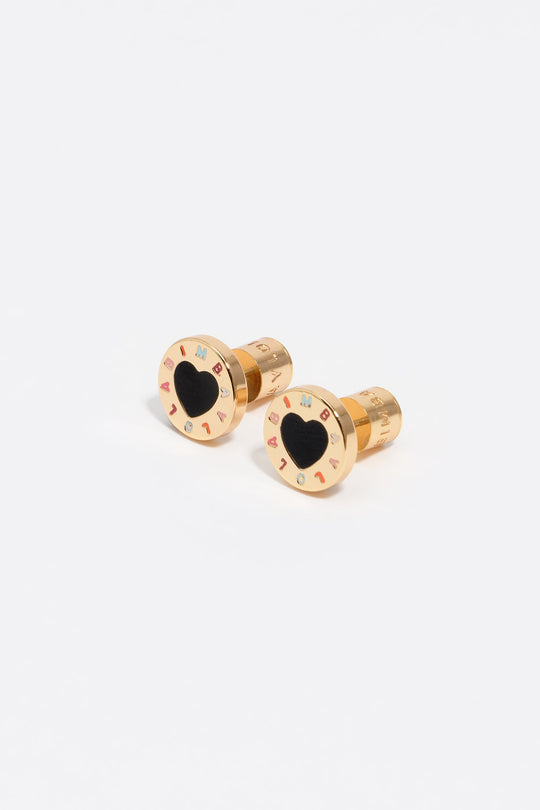 Black heart logo earrings