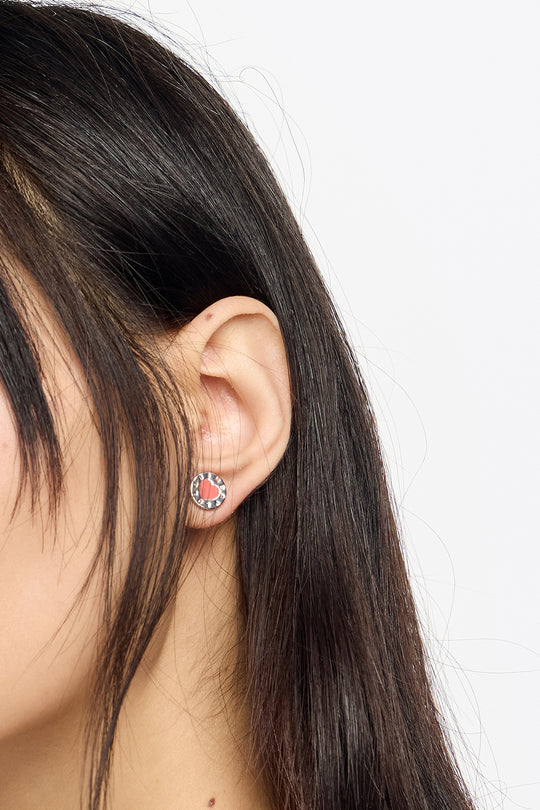 Silver heart logo earrings