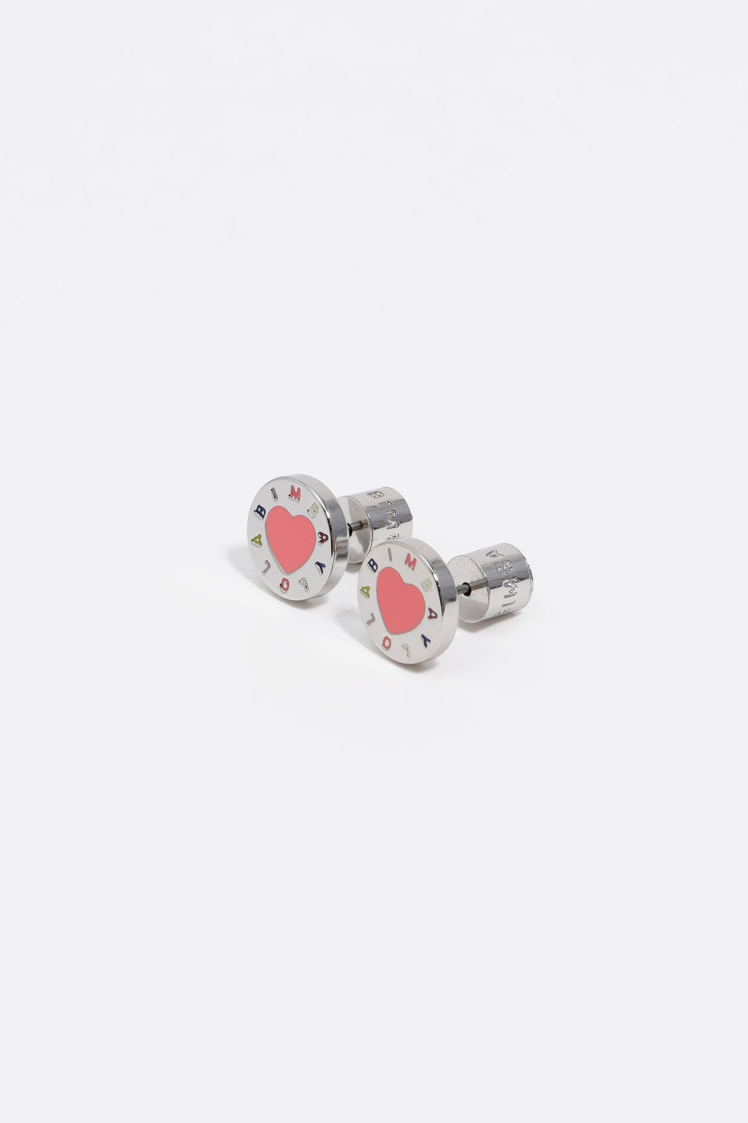 Silver heart logo earrings
