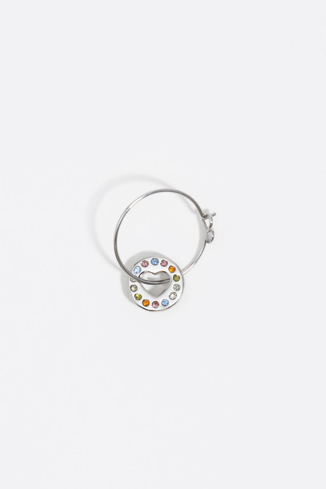 Silver crystal logo hoop earrings
