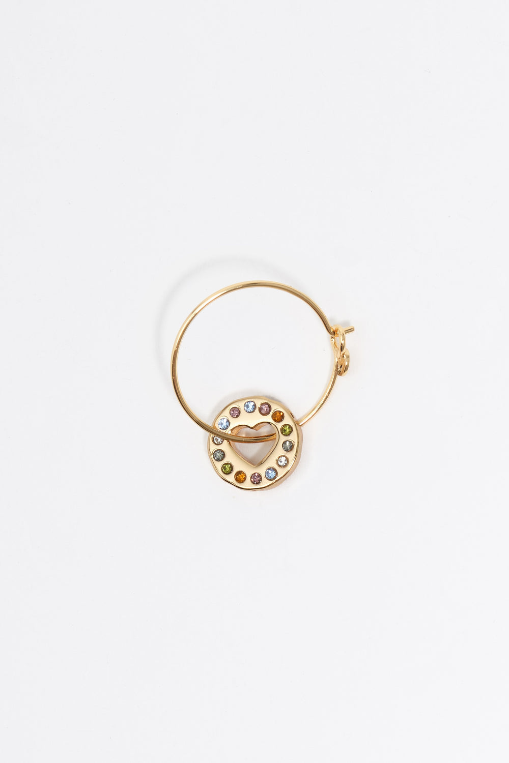 Gold crystal logo hoop earrings