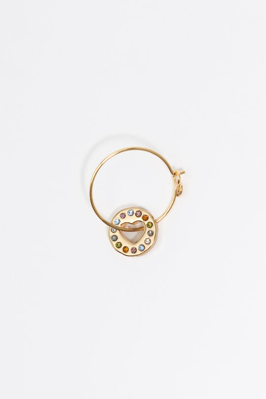 Gold crystal logo hoop earrings