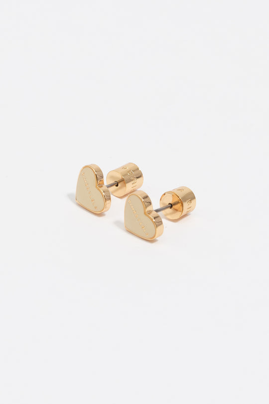 Ivory and gold heart earrings