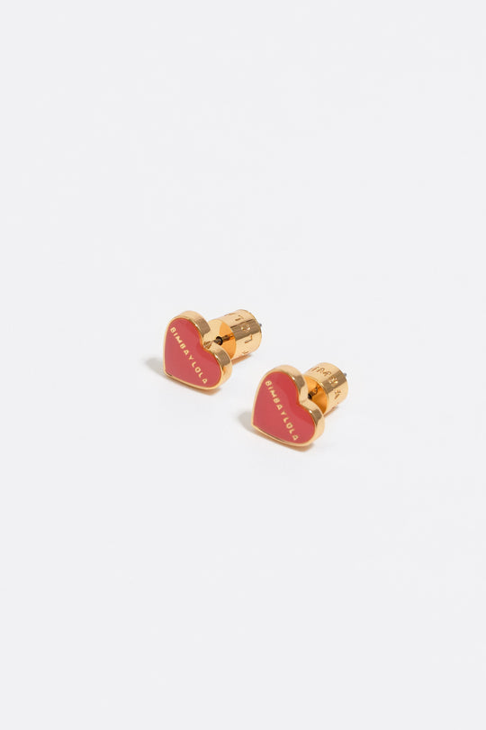 Red and gold heart earrings