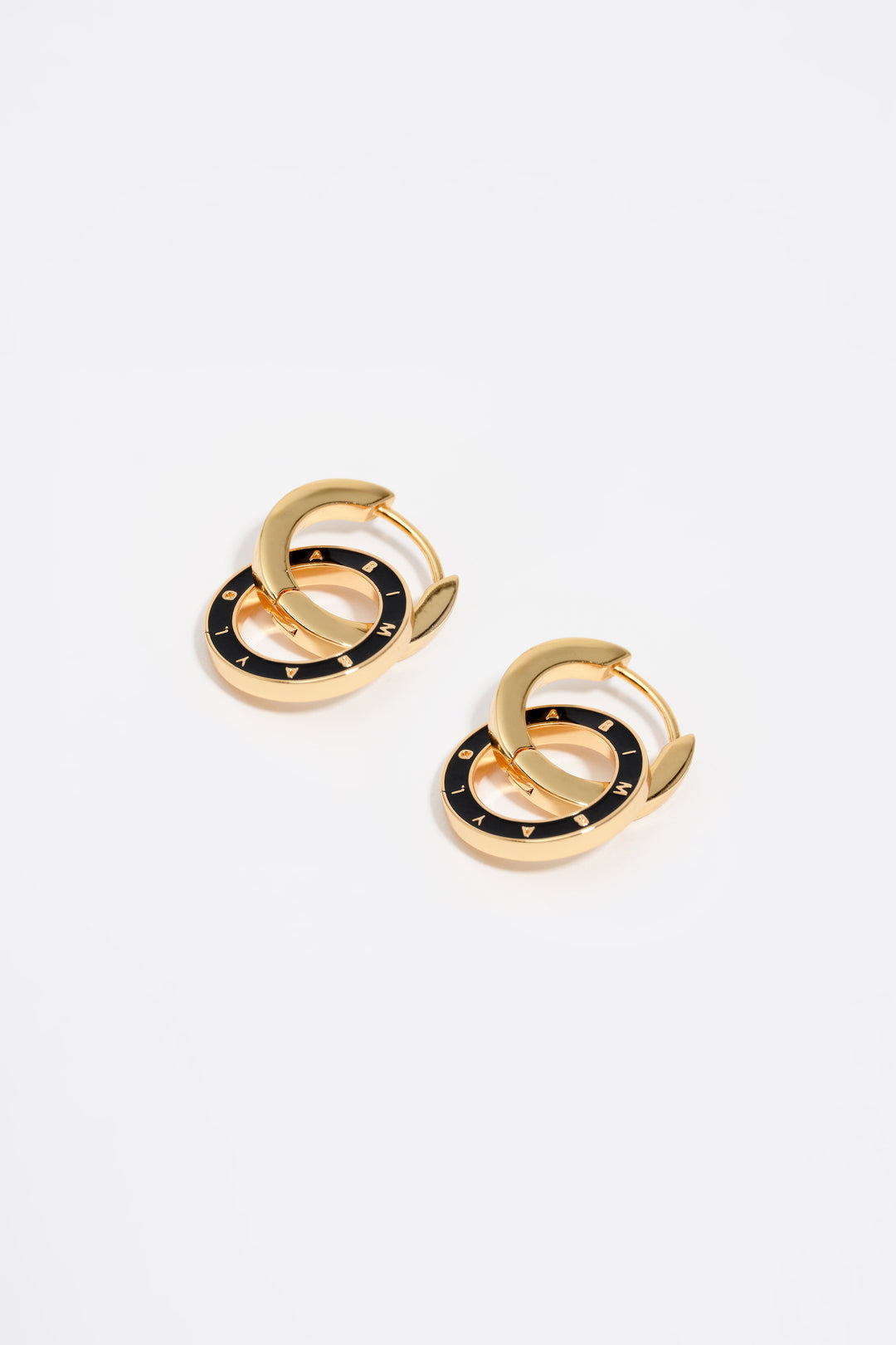 Black logo double-hoop earrings