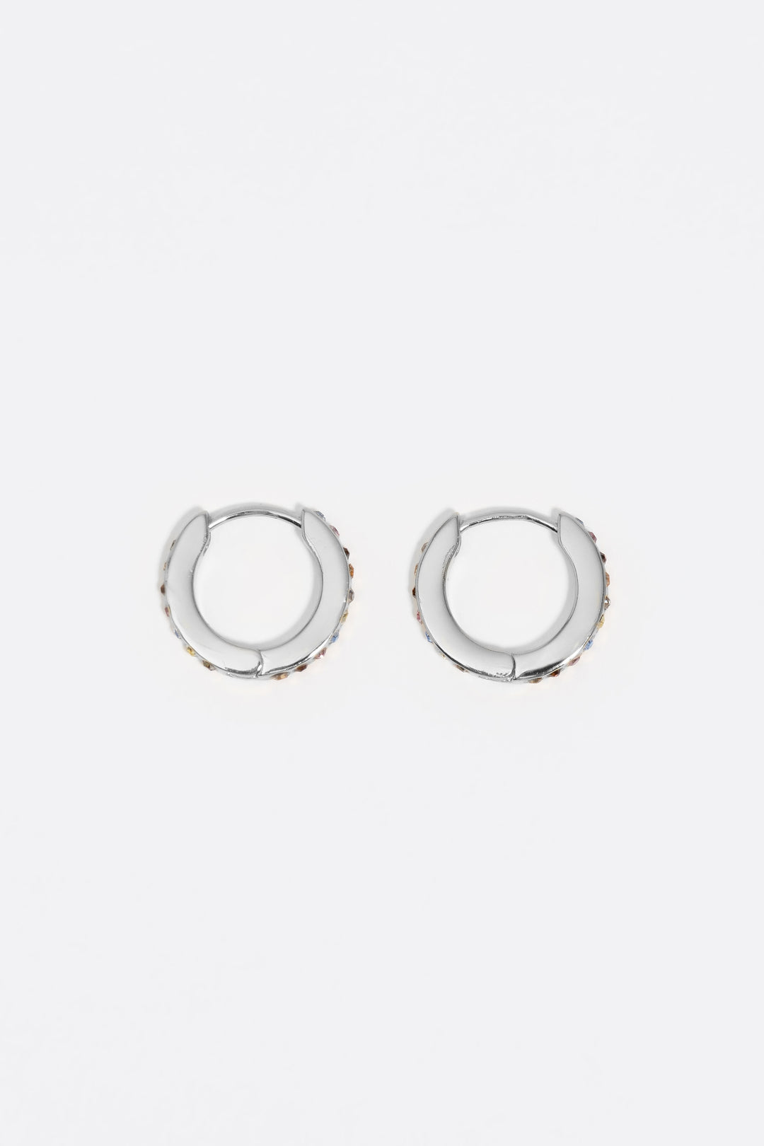 Silver logo double-hoop earrings
