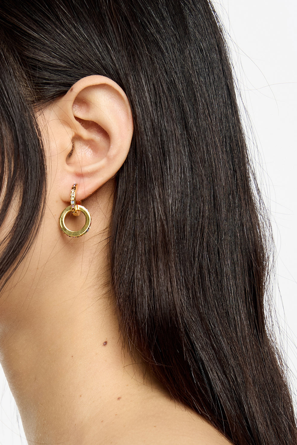 Gold logo double-hoop earrings