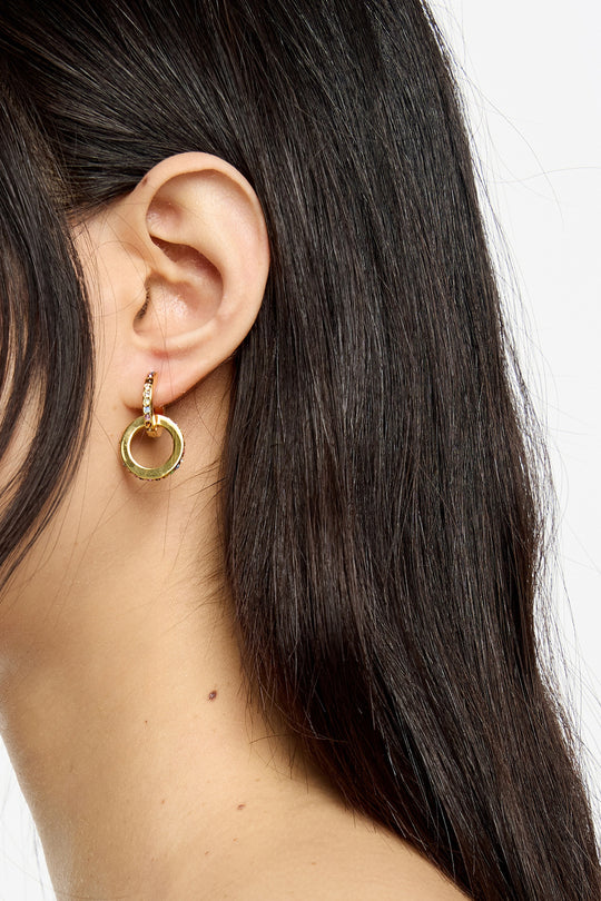 Gold logo double-hoop earrings