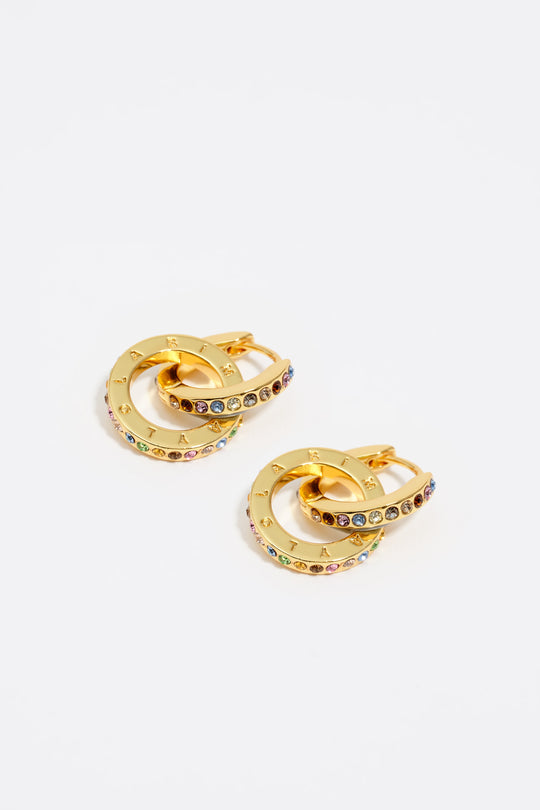 Gold logo double-hoop earrings