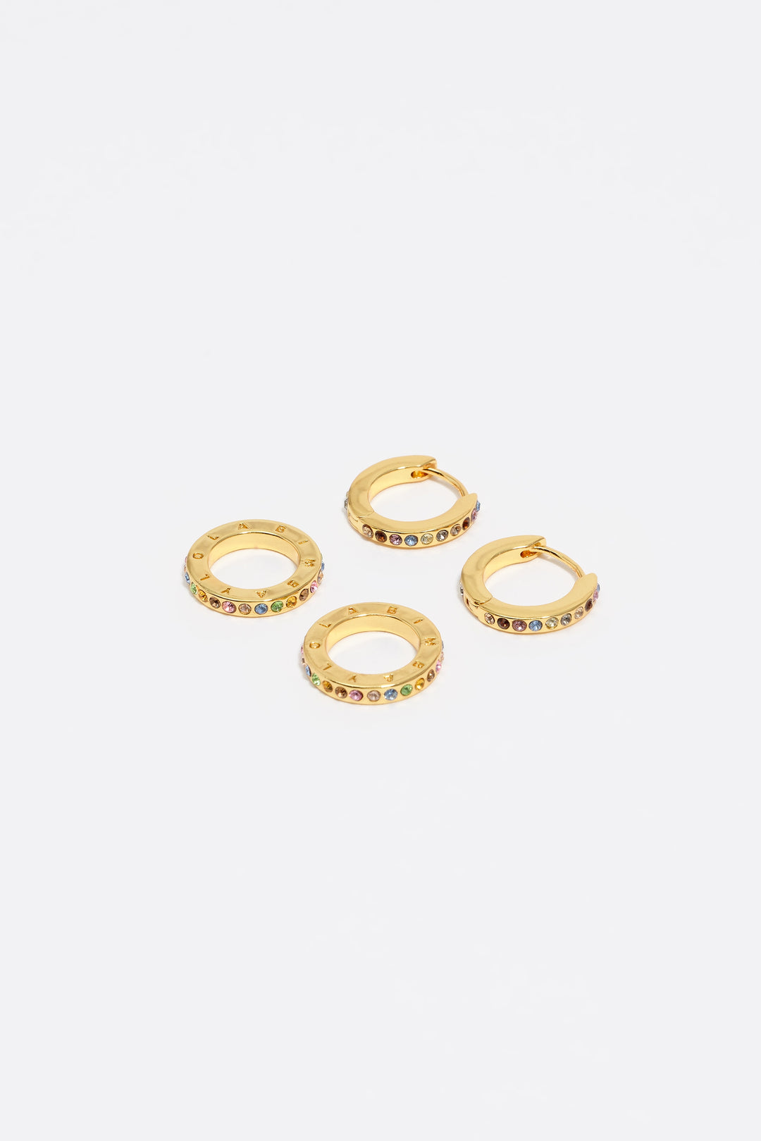 Gold logo double-hoop earrings