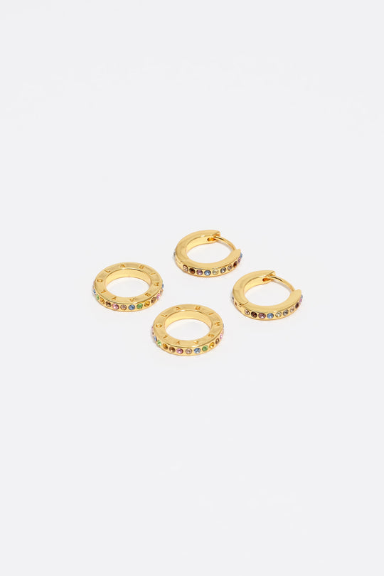 Gold logo double-hoop earrings