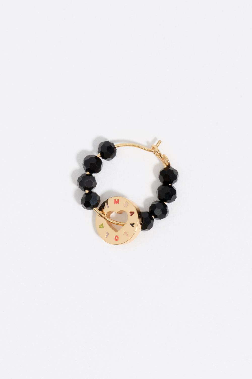 Black crystal logo hoop earrings