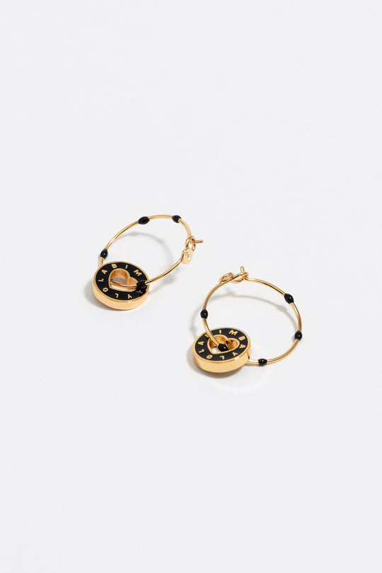 Black logo hoop earrings