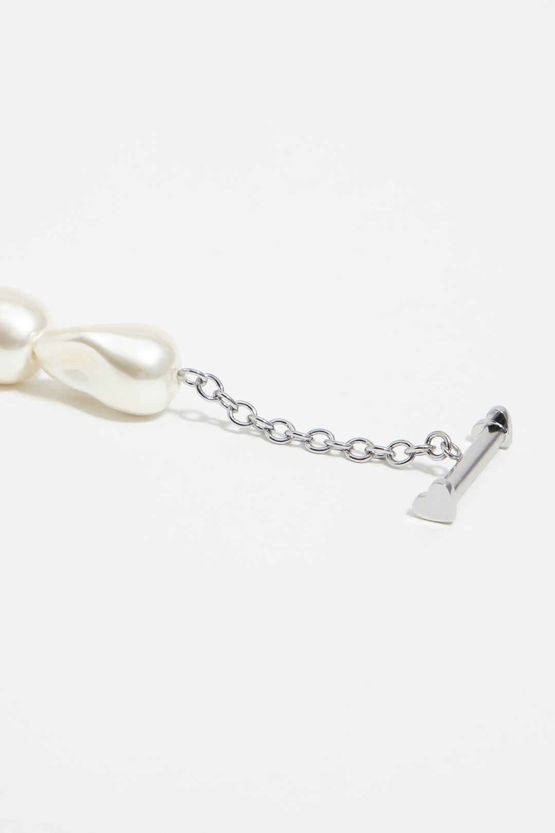 silver-tone chain and pearl heart logo bracelet