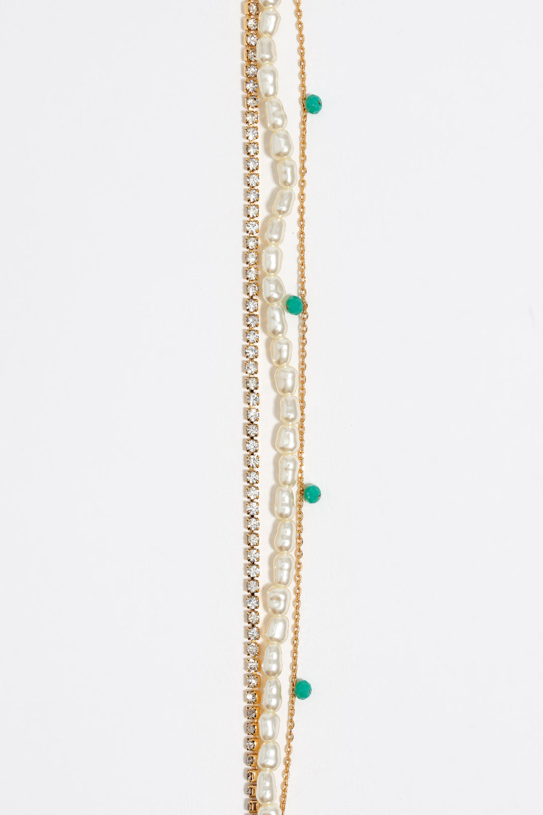 Gold-tone chain and pearl heart logo double-layer bracelet