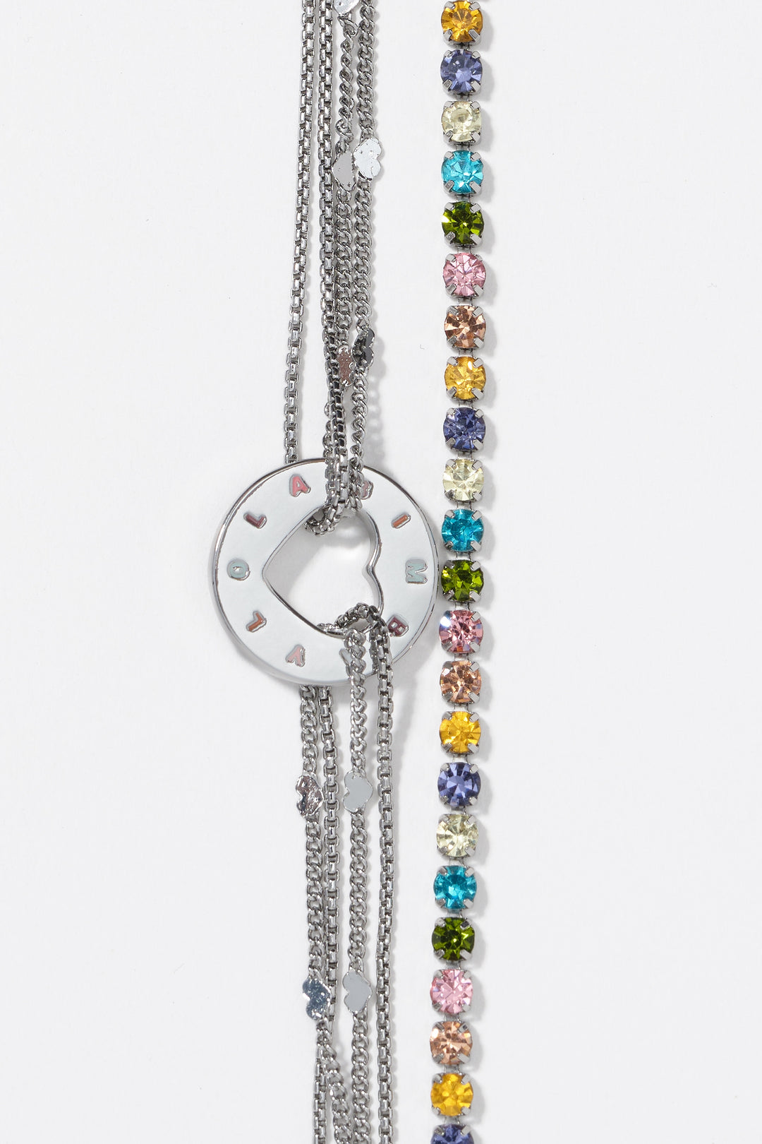 Silver logo multi-chain bracelet