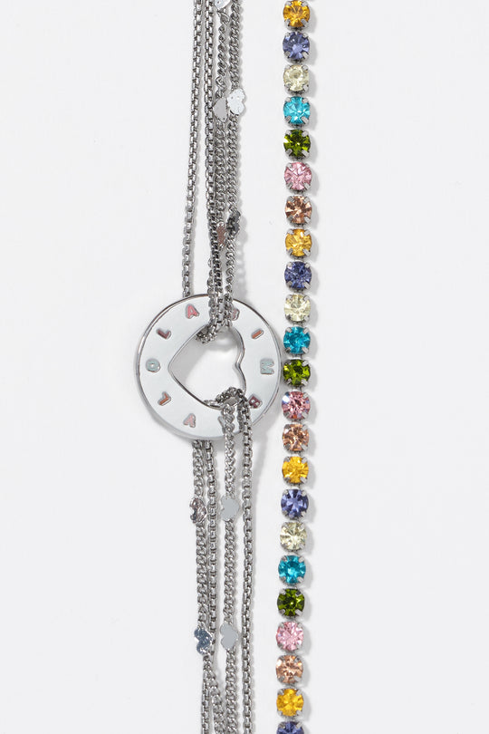 Silver logo multi-chain bracelet