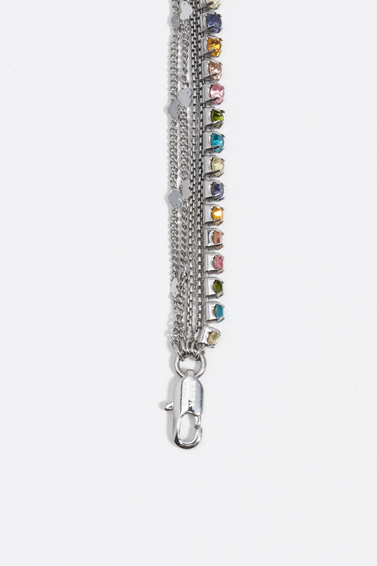 Silver logo multi-chain bracelet
