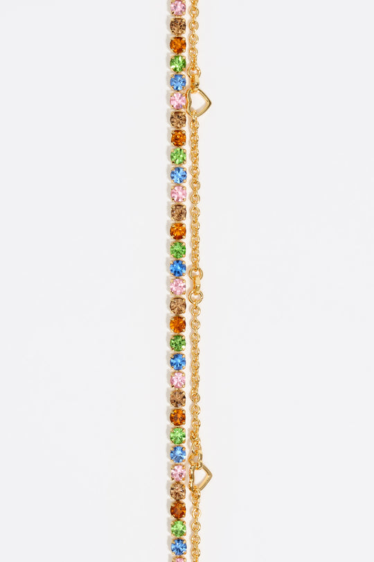 Gold double-chain crystals bracelet