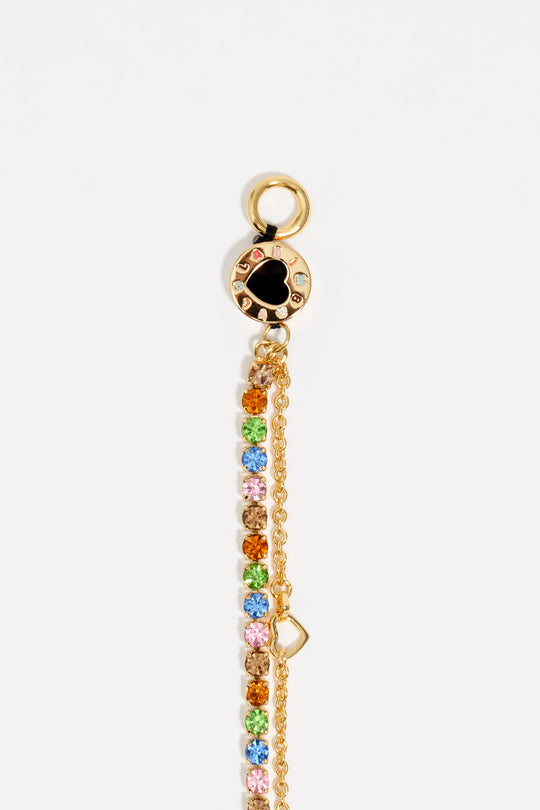 Gold double-chain crystals bracelet