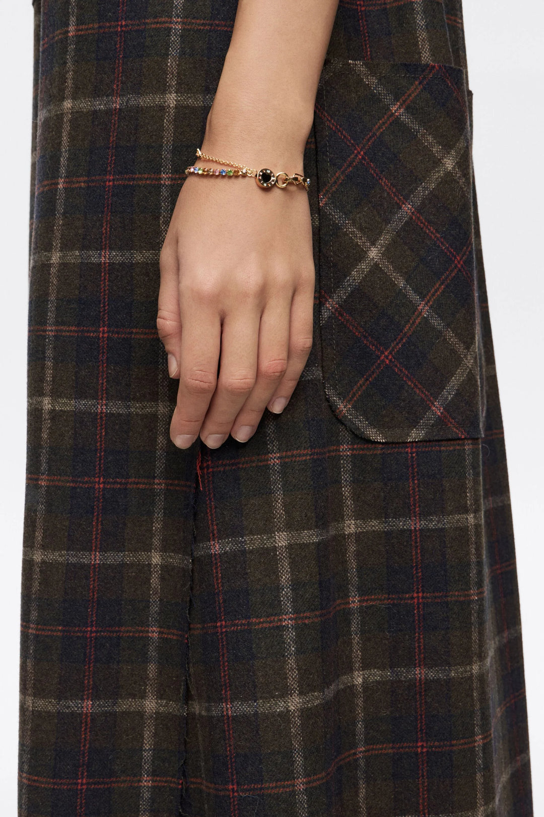 Gold double-chain crystals bracelet