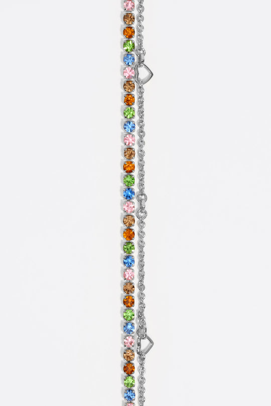 Silver double-chain crystals bracelet