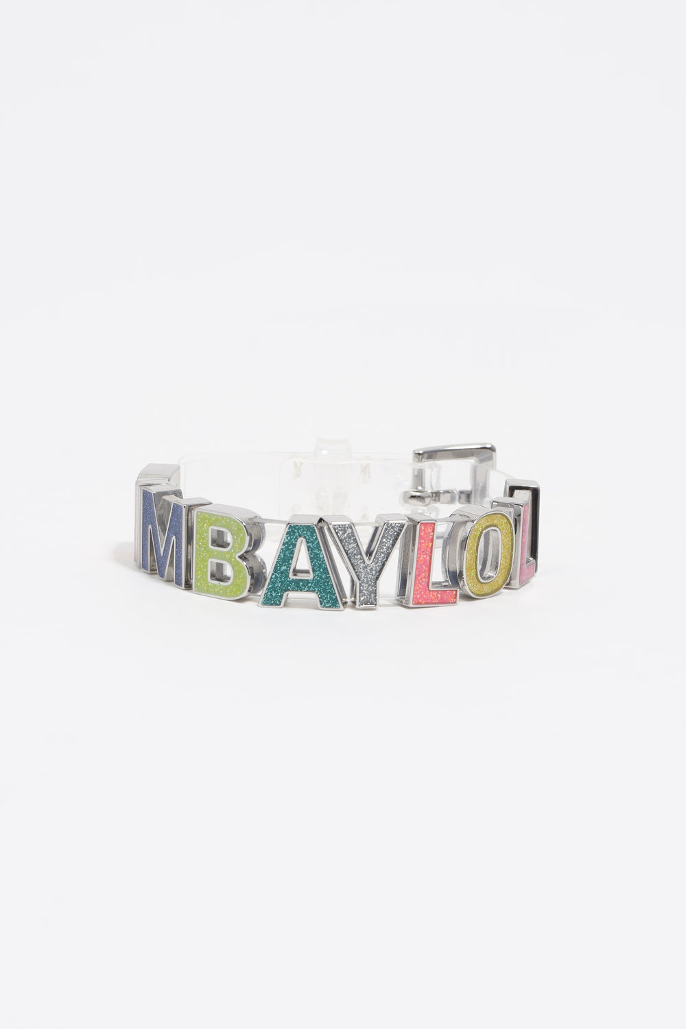 Multicolored glittery logo strap bracelet