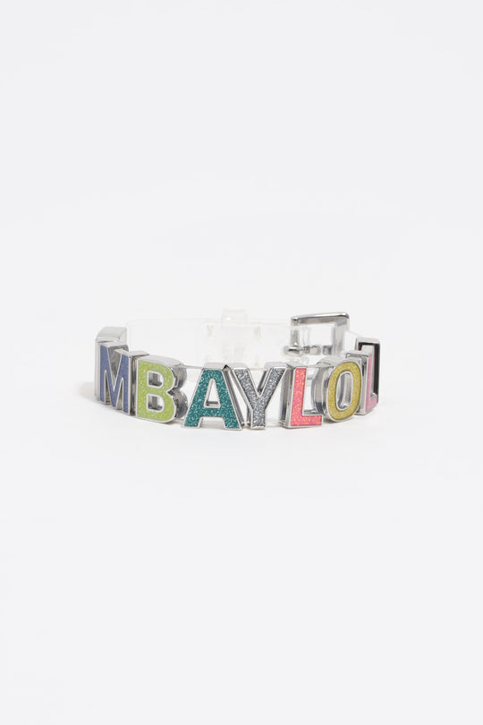 Multicolored glittery logo strap bracelet