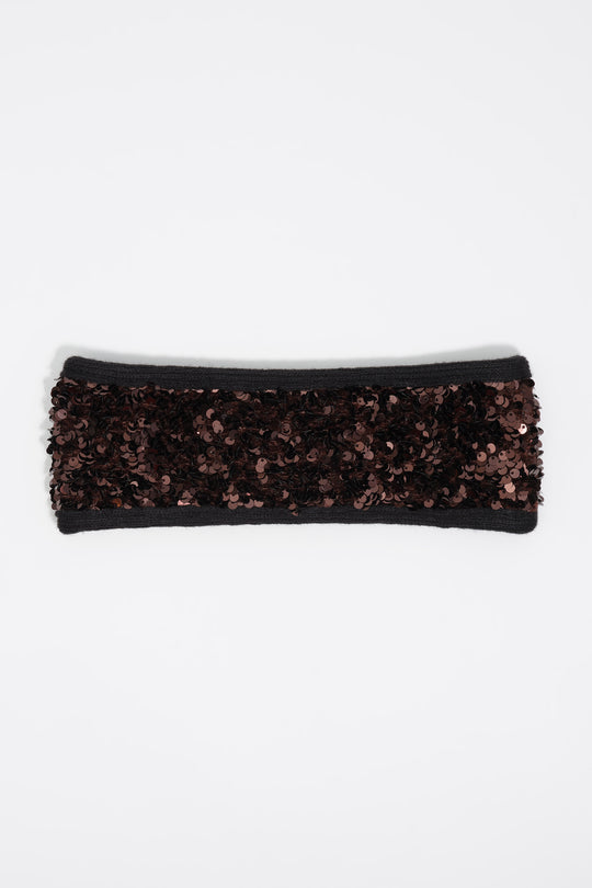 Brown knit sequins headband