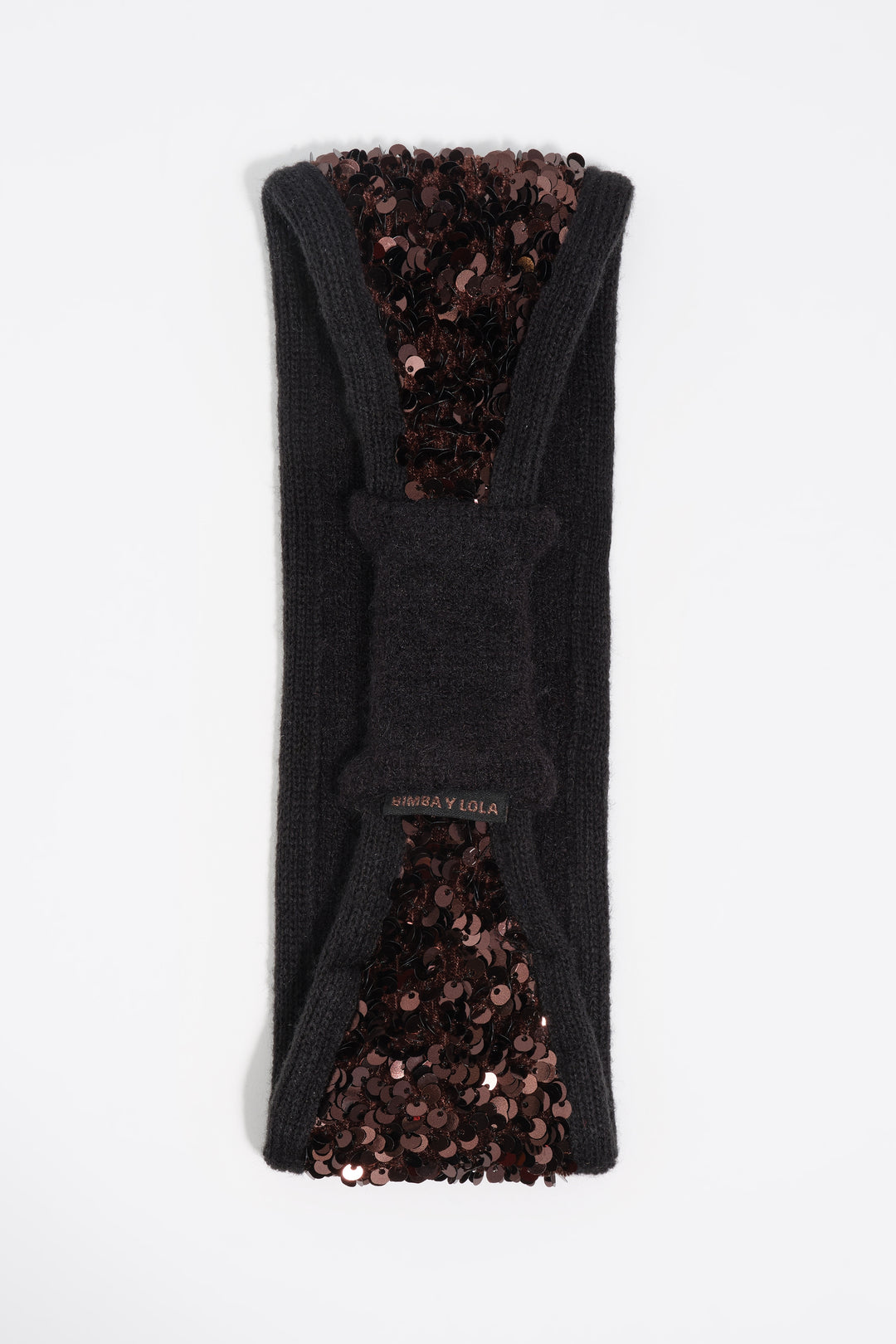 Brown knit sequins headband