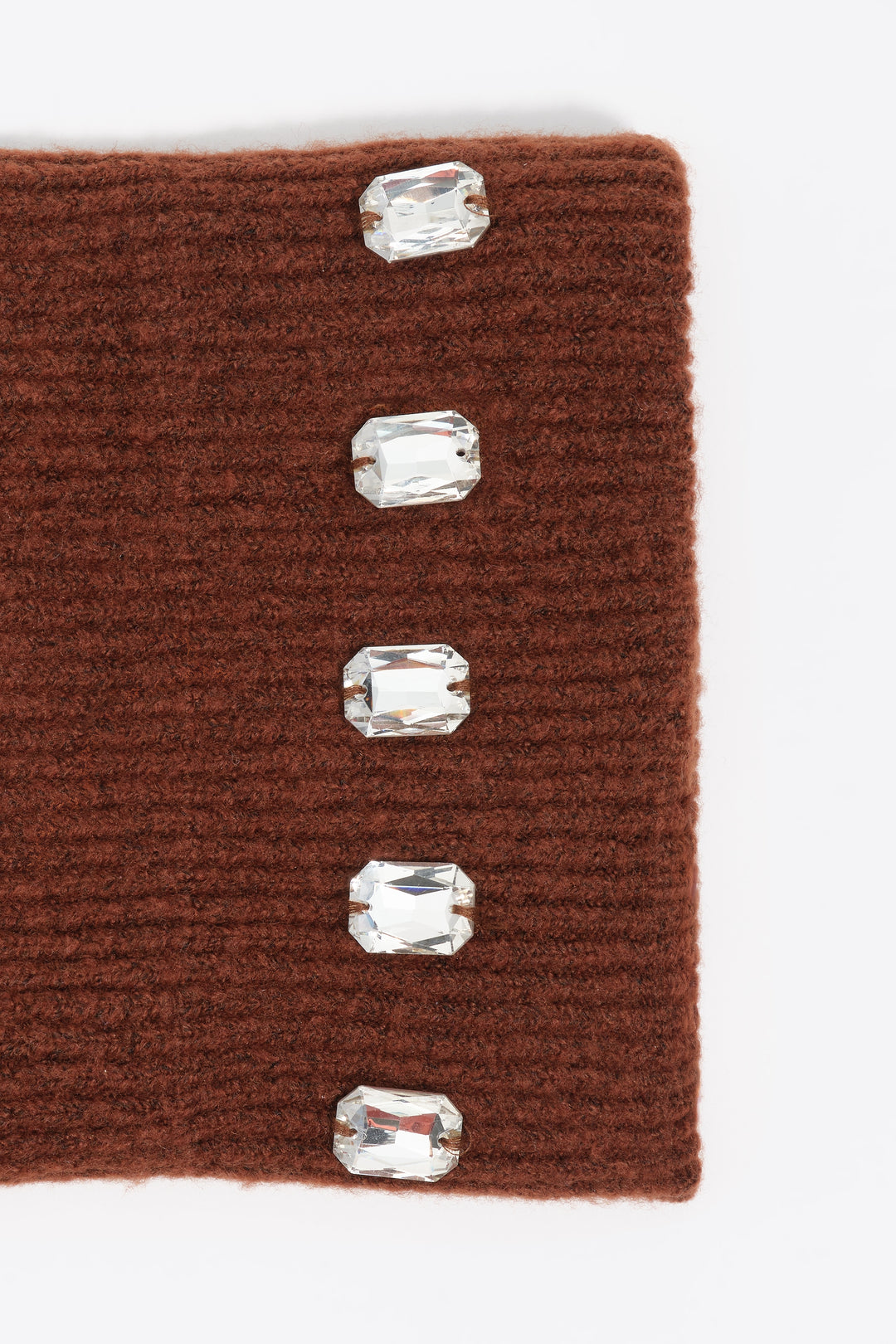 Brown knit crystals headband
