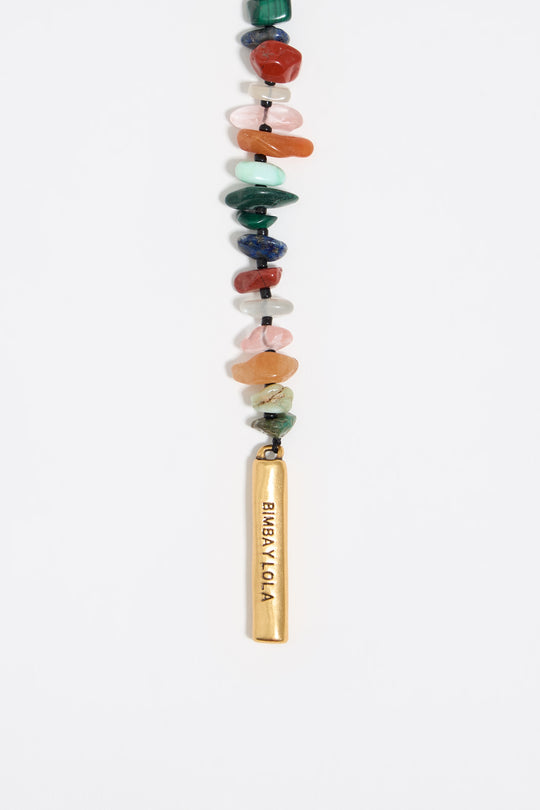 Matte gold multicolor stones necklace
