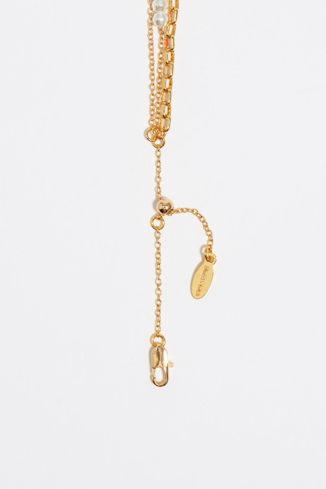 Gold-tone triple-layer chain heart crystals necklace