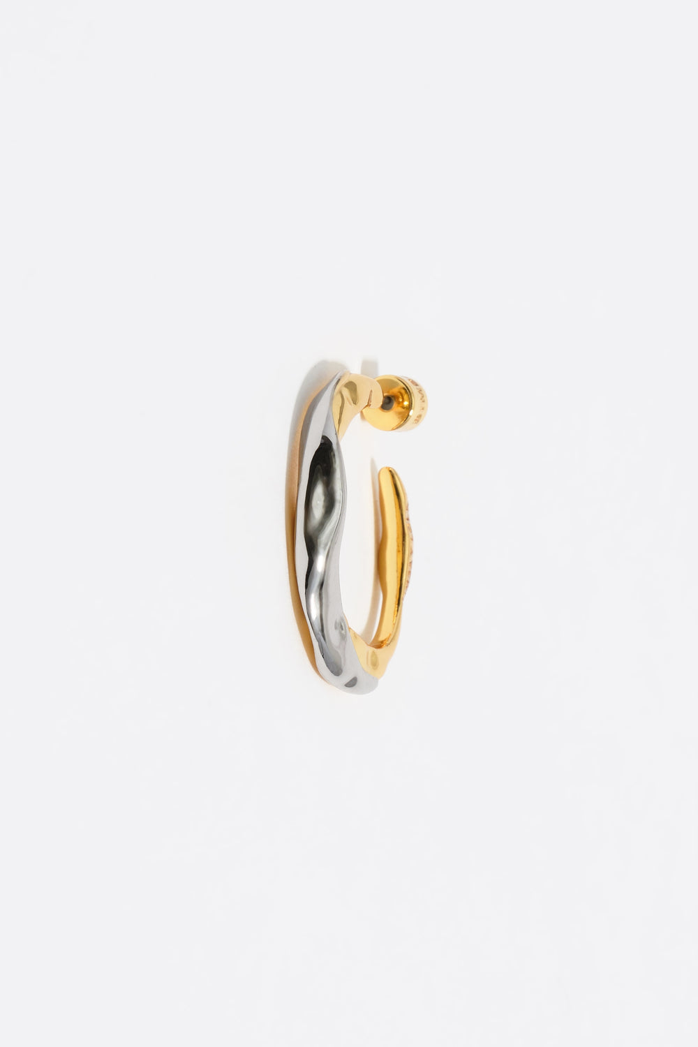 Two-tone textured hoop earrings