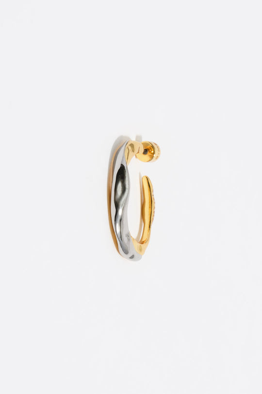 Two-tone textured hoop earrings