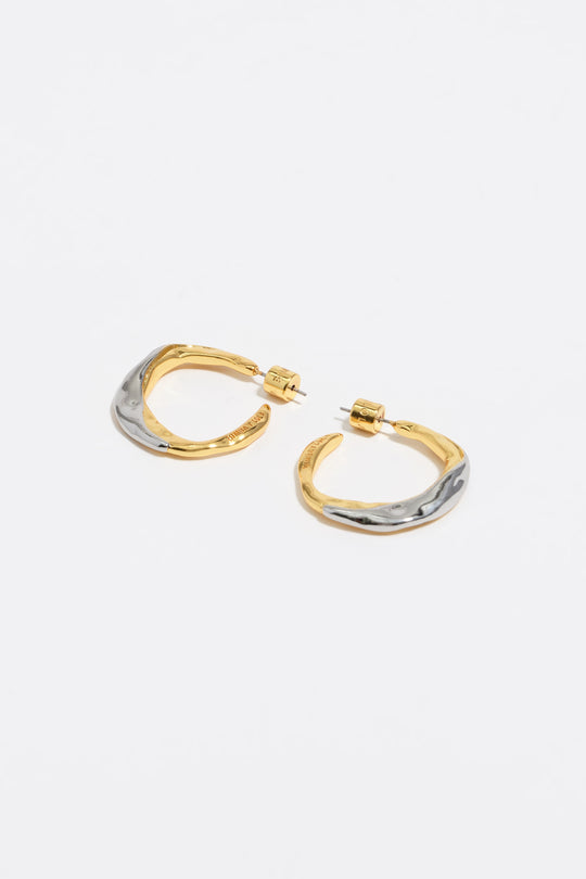 Two-tone textured hoop earrings