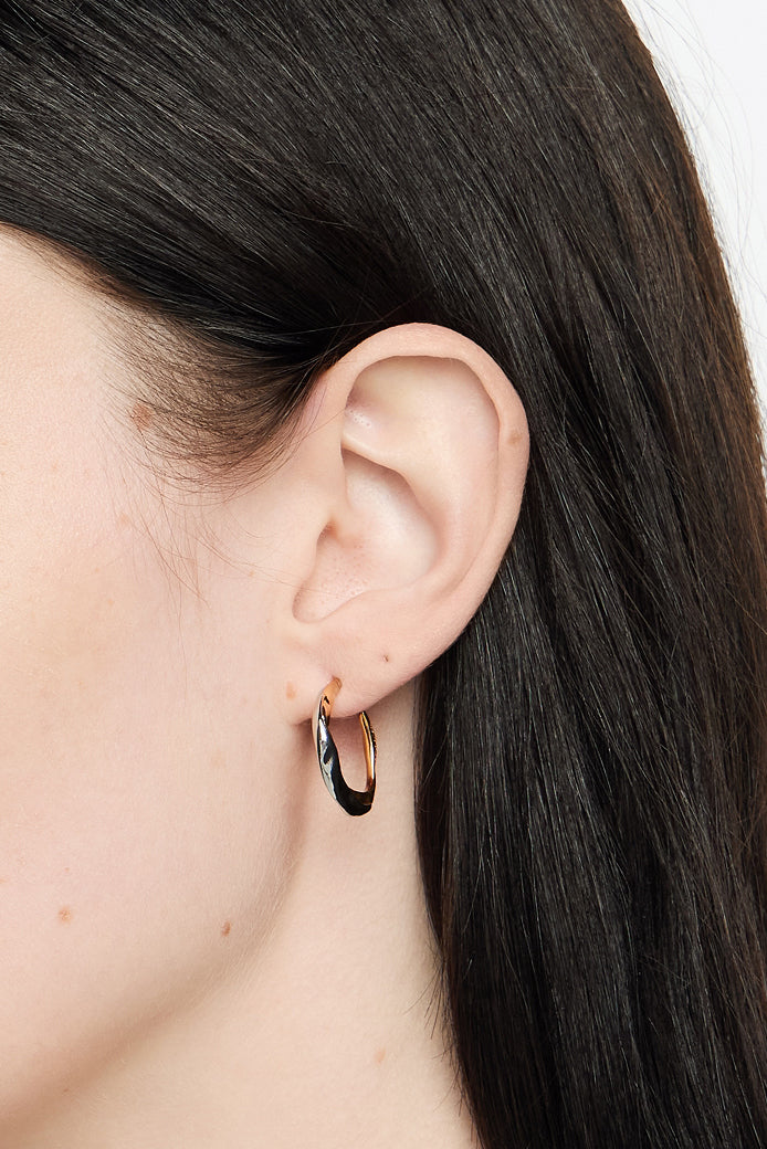 Two-tone textured mini hoop earrings