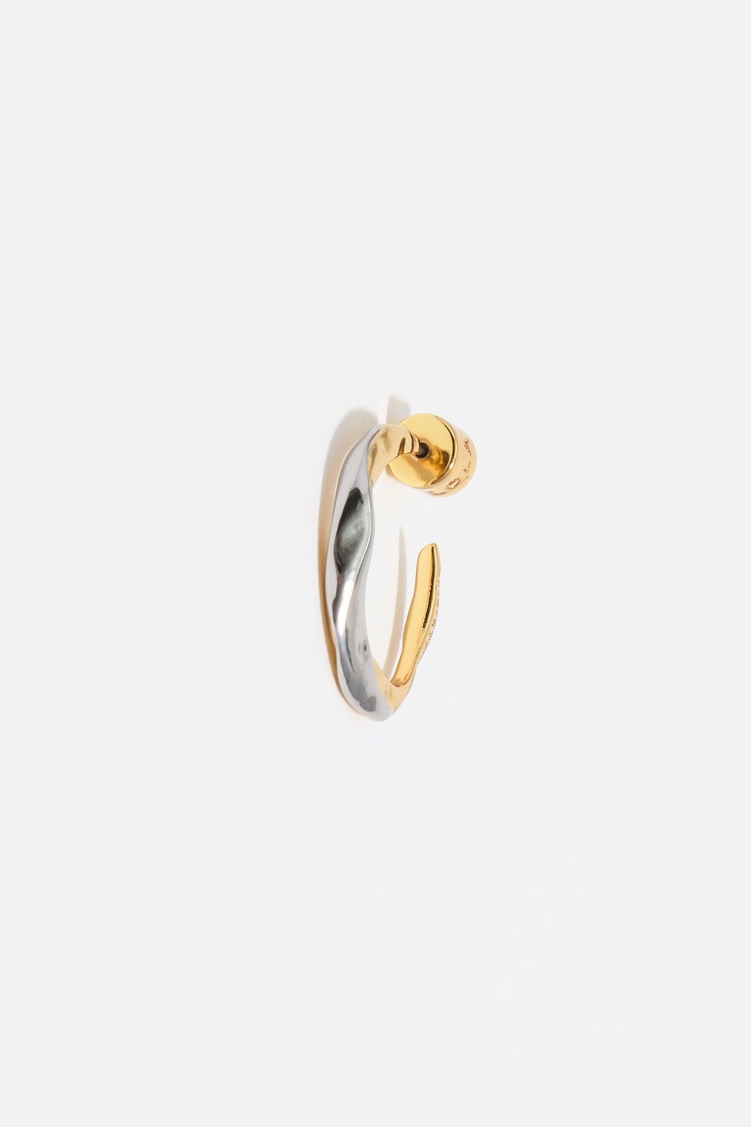 Two-tone textured mini hoop earrings