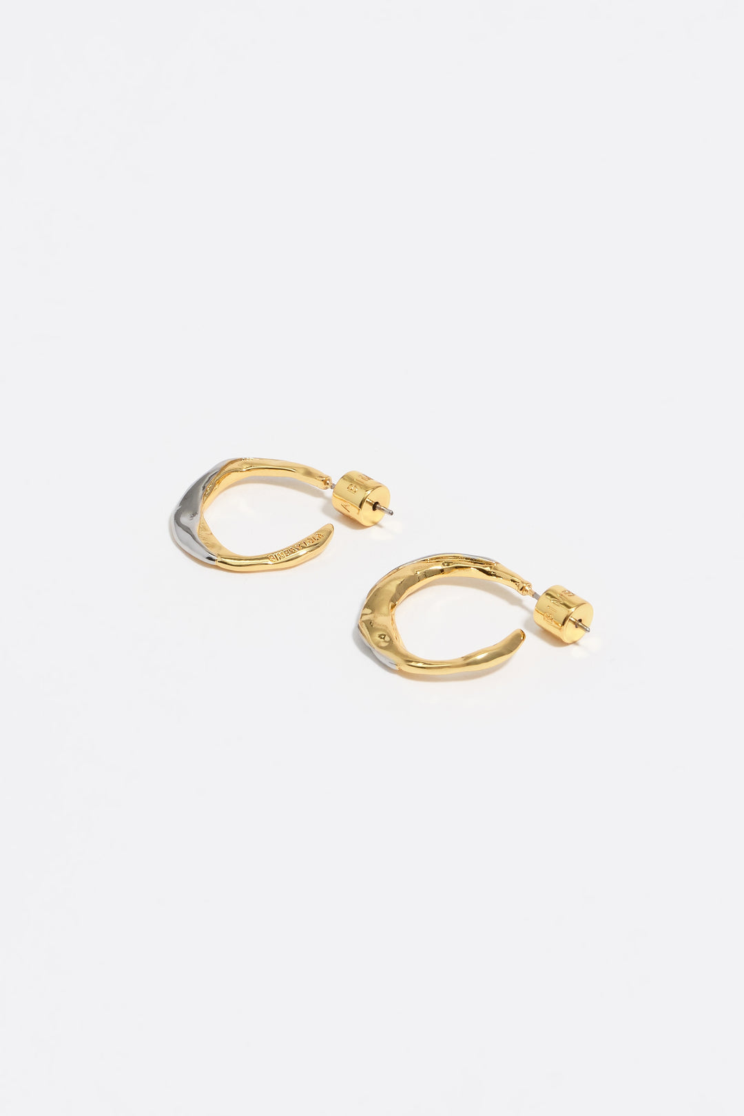 Two-tone textured mini hoop earrings