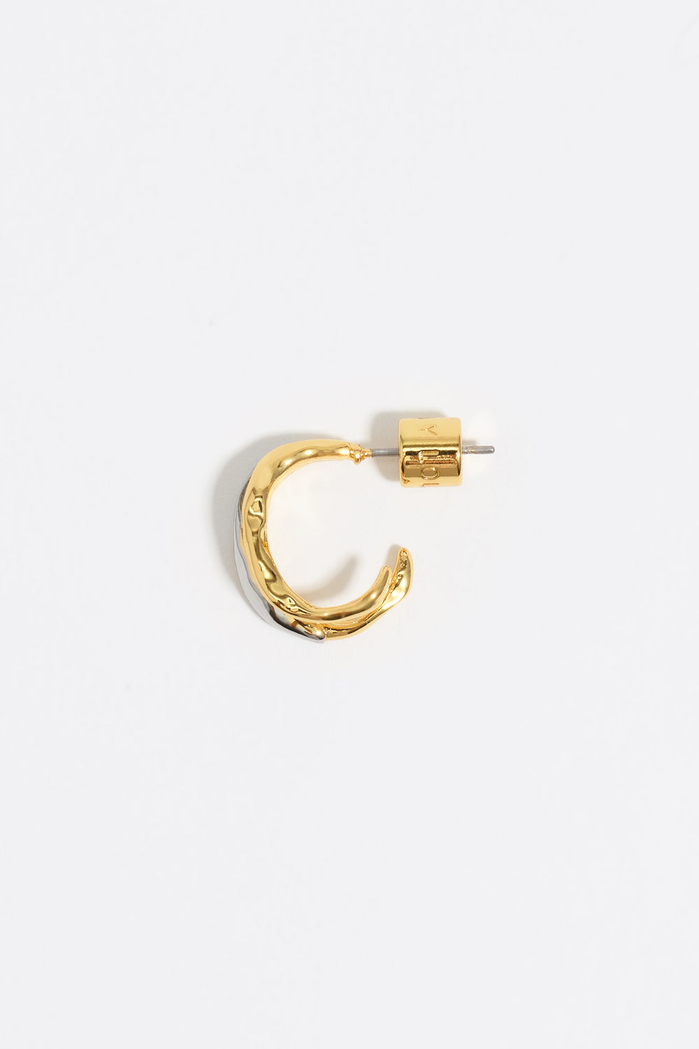 Two-tone textured double hoop earrings