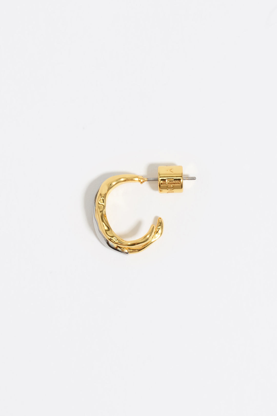 Two-tone textured double hoop earrings