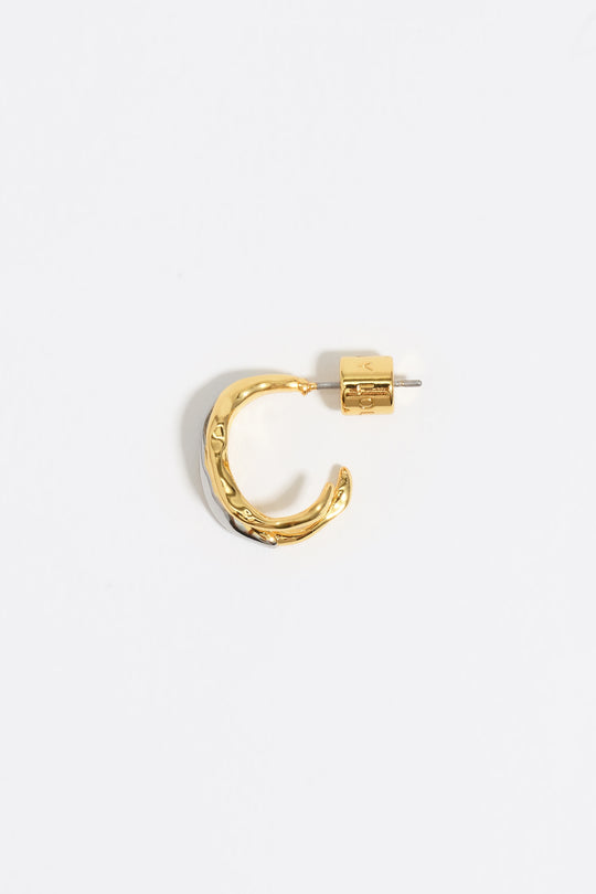 Two-tone textured double hoop earrings