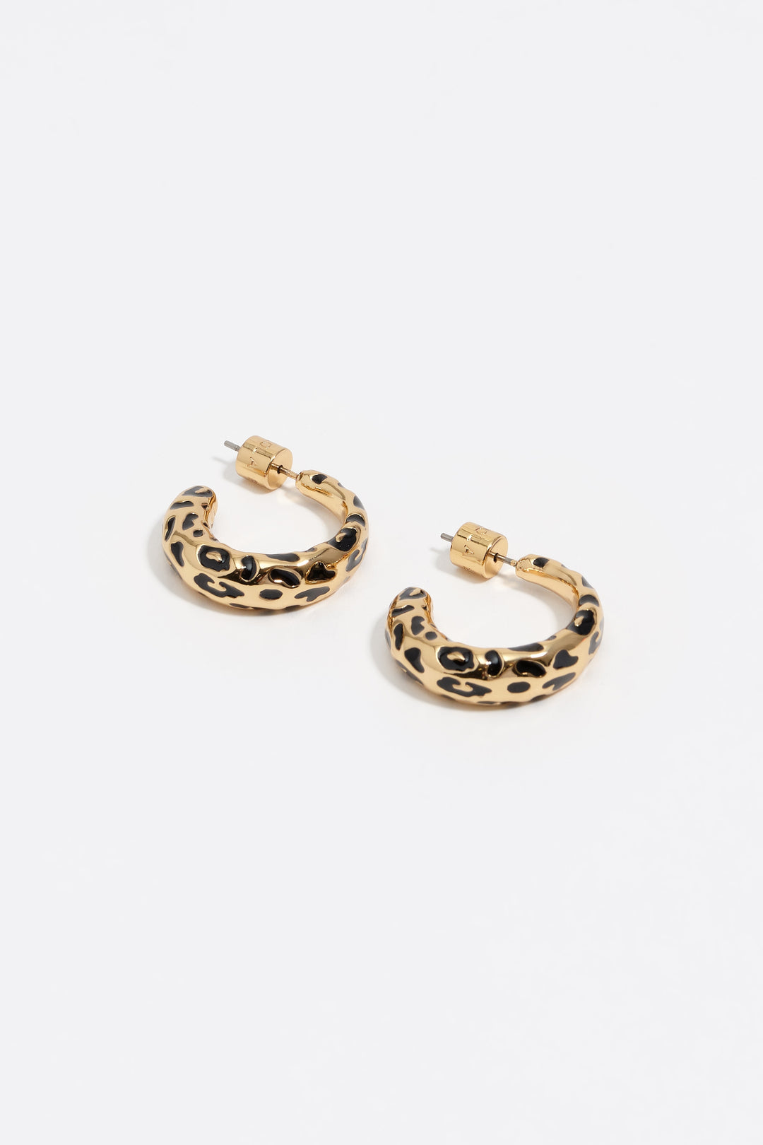 Black animal print hoop earrings