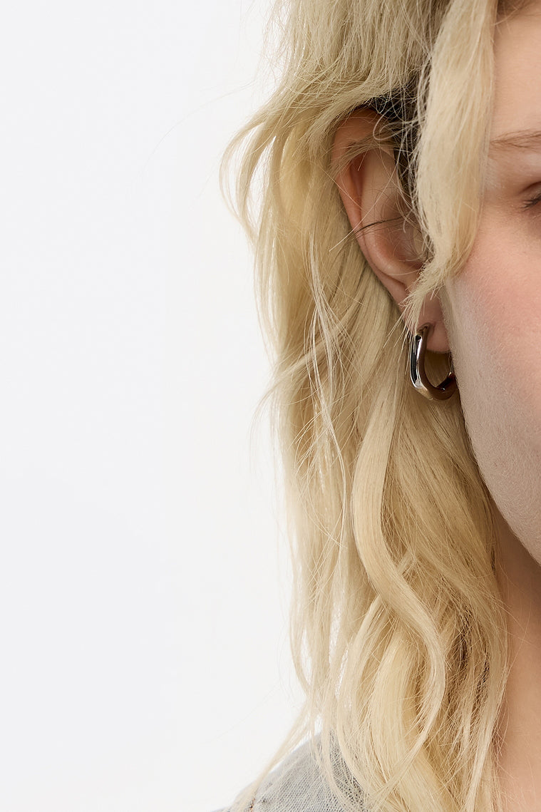 Silver irregular hoop earrings